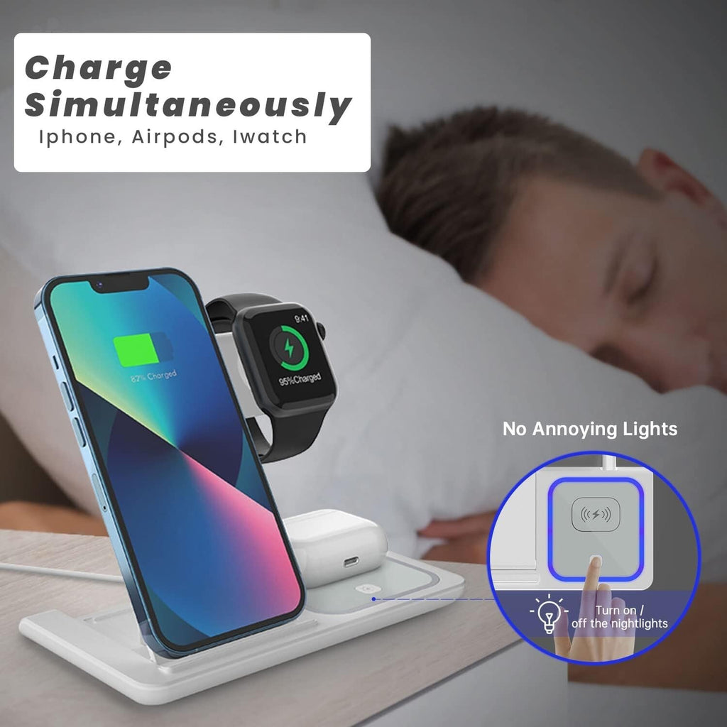 Wireless Charger for Iphone Apple Watch & Airpods 3 in 1 Wireless Charger Stand