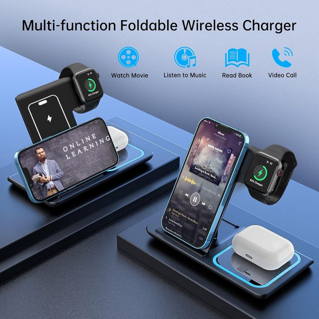 Wireless Charger for Iphone Apple Watch & Airpods 3 in 1 Wireless Charger Stand
