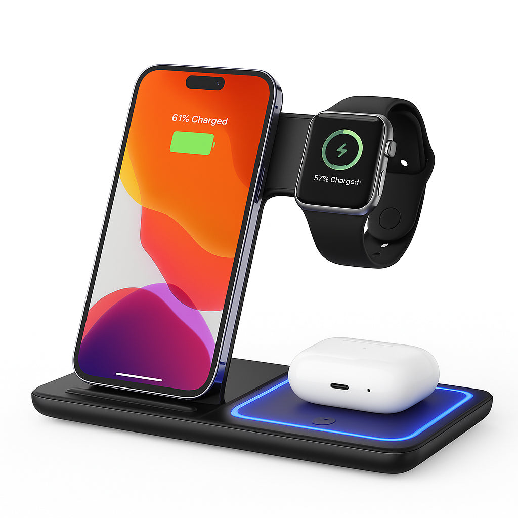 Wireless Charger for Iphone Apple Watch & Airpods 3 in 1 Wireless Charger Stand