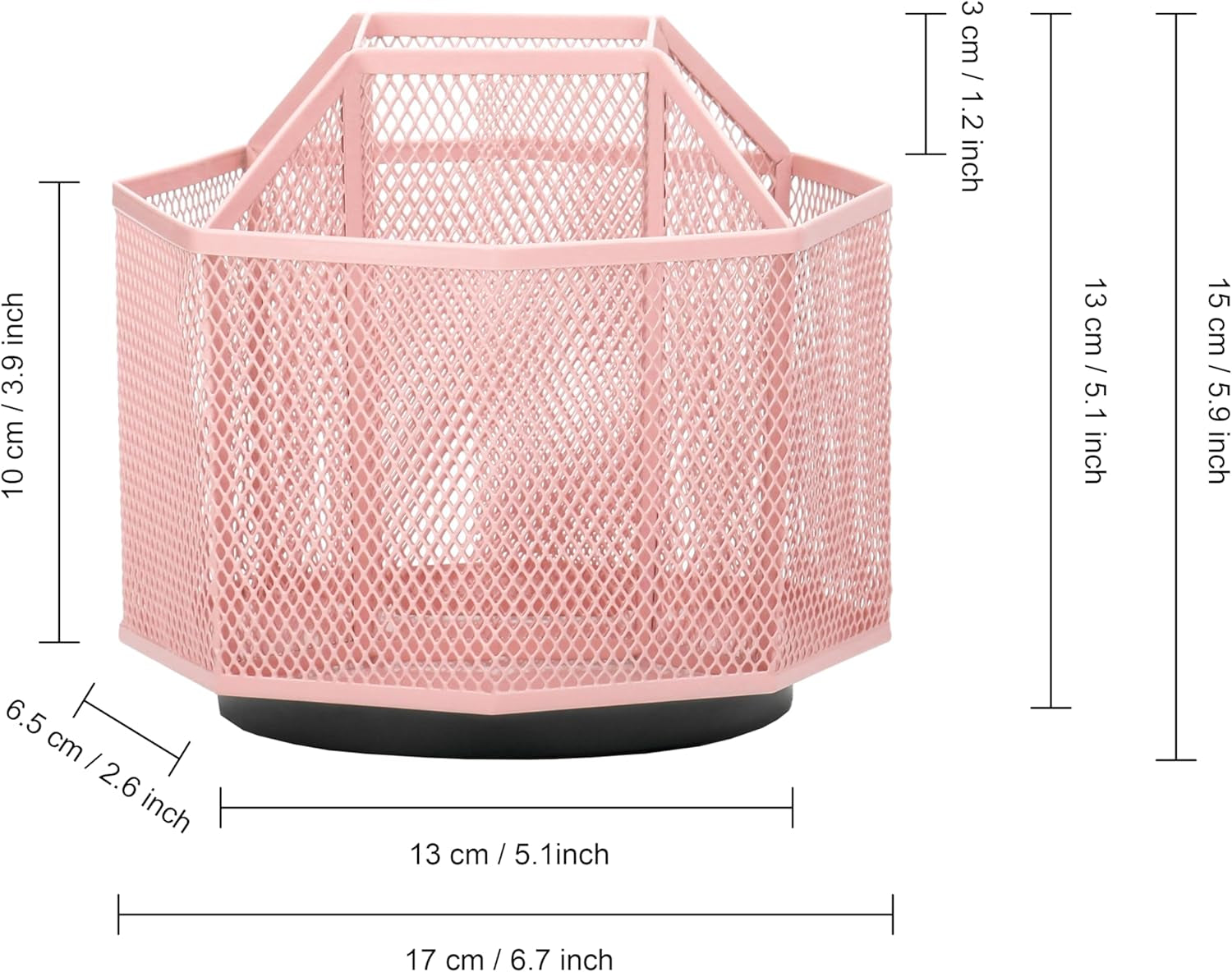 Stylish Light Pink EXERZ Desk Organiser - 360° Rotating Caddy with 5 Compartments for Ultimate Desk Tidy