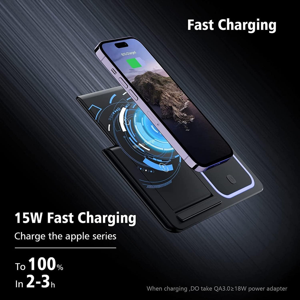 Wireless Charger for Iphone Apple Watch & Airpods 3 in 1 Wireless Charger Stand